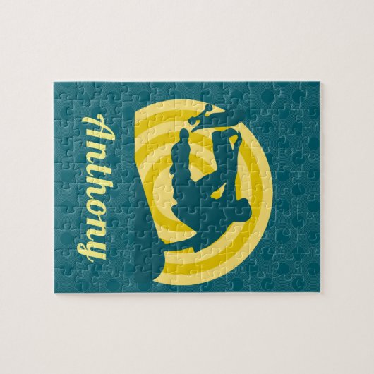 Retro Sunset Skateboarding Theme Individuelle Name Puzzle (Horizontal)