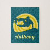 Retro Sunset Skateboarding Theme Individuelle Name Puzzle (Vertikal)