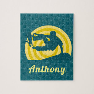 Retro Sunset Skateboarding Theme Individuelle Name Puzzle