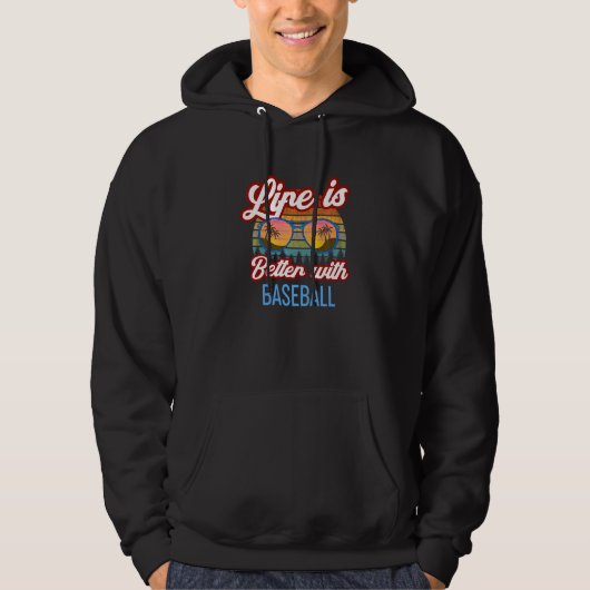 Retro Sunset Slogan With Baseball Hoodie (Vorderseite)