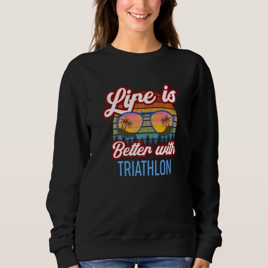 Retro Sunset Slogan With Triathlon Sweatshirt (Vorderseite)