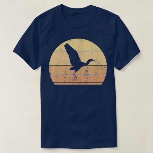 Retro Sunset Storch Bird T-Shirt (Design vorne)