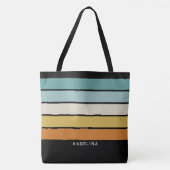 Retro Sunset Stripes with Simple Sans Serif Name Tasche (Vorderseite)