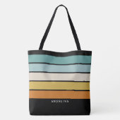 Retro Sunset Stripes with Simple Sans Serif Name Tasche (Rückseite)