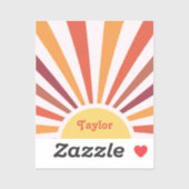 Retro Sunset Sun Rays Personalisierter Name Aufkleber (Blatt)