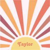 Retro Sunset Sun Rays Personalisierter Name Aufkleber (Vorderseite)