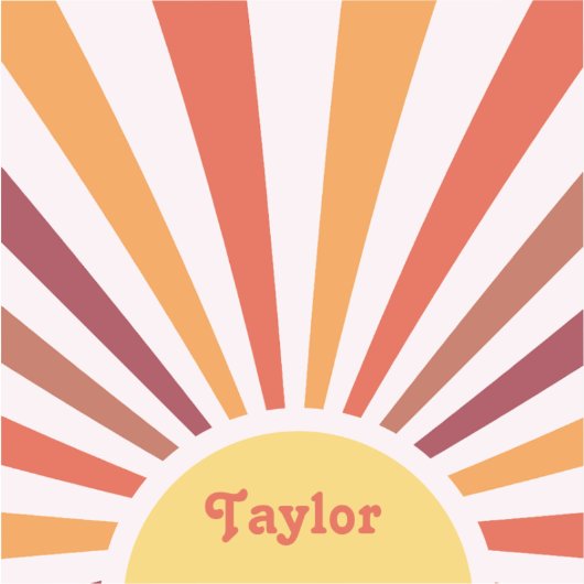 Retro Sunset Sun Rays Personalisierter Name Aufkleber (Vorderseite)