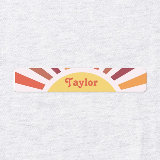 Retro Sunset Sun Rays Personalisierter Name Etiketten (Design 1)