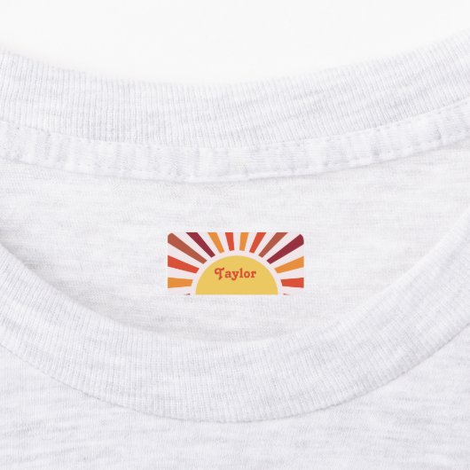 Retro Sunset Sun Rays Personalisierter Name Etiketten (Befestigt)