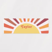 Retro Sunset Sun Rays Personalisierter Name Etiketten (Design 1)