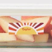 Retro Sunset Sun Rays Personalisierter Name Etiketten (Befestigt)