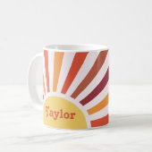 Retro Sunset Sun Rays Personalisierter Name Kaffeetasse (Vorderseite Links)