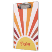 Retro Sunset Sun Rays Personalisierter Name Klemmbrett (Links)