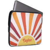 Retro Sunset Sun Rays Personalisierter Name Laptopschutzhülle (Vorne Rechts)