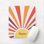 Retro Sunset Sun Rays Personalisierter Name Mousepad (Mit Mouse)