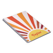 Retro Sunset Sun Rays Personalisierter Name Notizblock (Rechte Seite)
