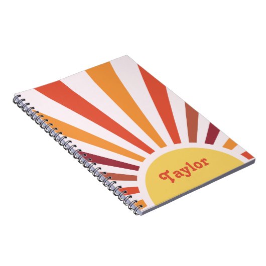 Retro Sunset Sun Rays Personalisierter Name Notizblock (Rechte Seite)