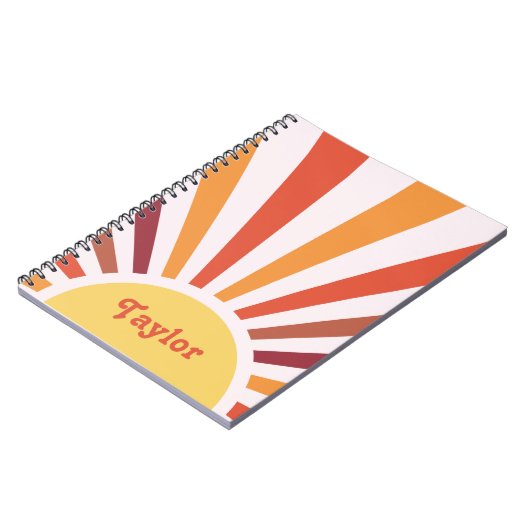 Retro Sunset Sun Rays Personalisierter Name Notizblock (Linke Seite)