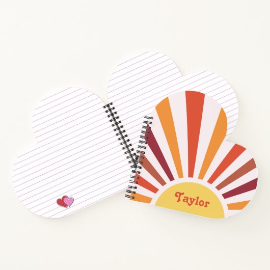 Retro Sunset Sun Rays Personalisierter Name Notizblock (Innenseite)