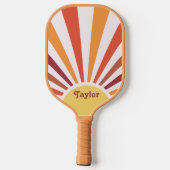 Retro Sunset Sun Rays Personalisierter Name Pickleball Schläger (Rückseite)