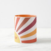 Retro Sunset Sun Rays Personalisierter Name Tasse (Zentrum)