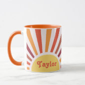 Retro Sunset Sun Rays Personalisierter Name Tasse (Links)