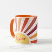Retro Sunset Sun Rays Personalisierter Name Tasse (Vorderseite Links)