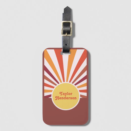 Retro Sunset Sun Rays Social Media QR Code Gepäckanhänger (Vorderseite Vertikal)