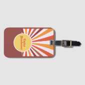 Retro Sunset Sun Rays Social Media QR Code Gepäckanhänger (Vorderseite (Horizontal))