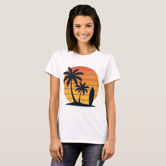 Retro Sunset Surf - Beach Vibes T - Shirt (Vorne ganz)