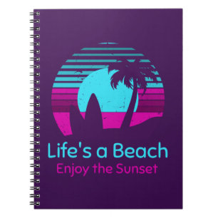 Retro Sunset Surfboard Palm Tree Life ist ein Stra Notizblock