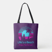 Retro Sunset Surfboard Palm Tree Life ist ein Stra Tasche (Rückseite)