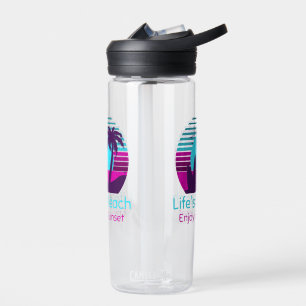 Retro Sunset Surfboard Palm Tree Life ist ein Stra Trinkflasche
