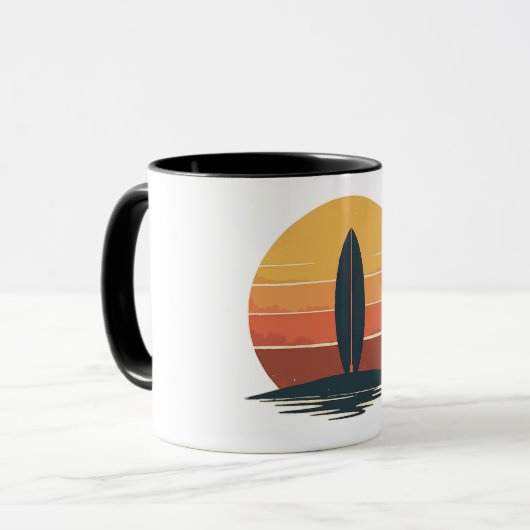 Retro Sunset Surfboard Tasse (Vorderseite Links)