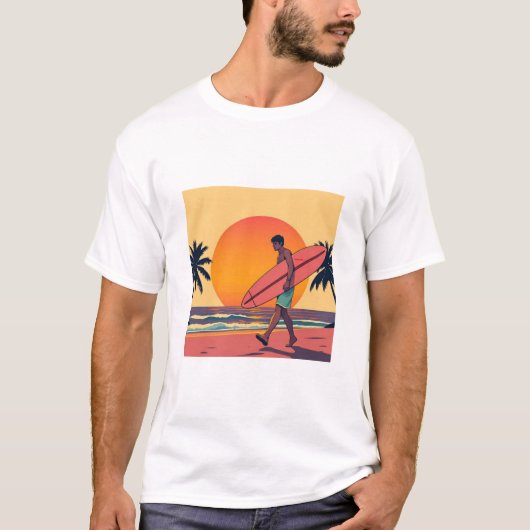 Retro Sunset Surfer Beach T - Shirt (Vorderseite)
