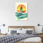 Retro Sunset Surfer – Vintage Surf Art Leinwanddruck (Insitu (Schlafzimmer))