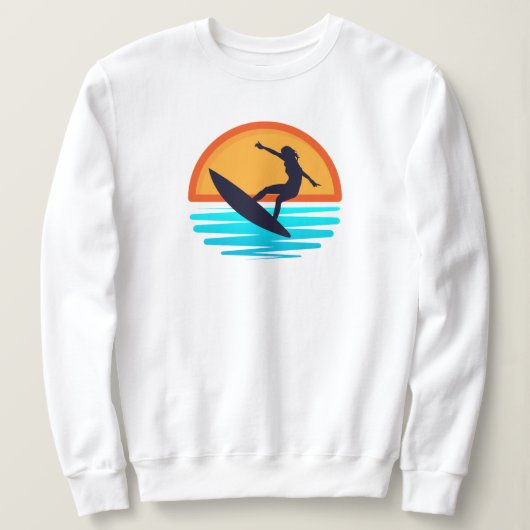Retro Sunset Surfing _ Vintag Beach Vibes Sweatshirt (Design vorne)