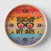 Retro Sunset Teacher Off Duty Uhr (Vorderseite)