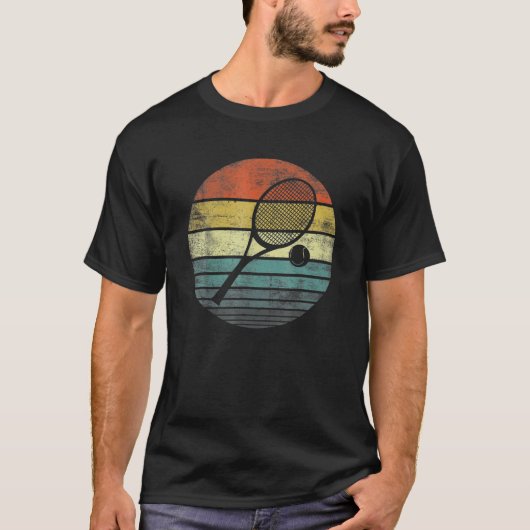 Retro Sunset Tennis Racquet T-Shirt (Vorderseite)