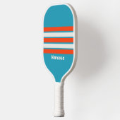 Retro Sunset Tide Rush Across Striping mit Name Pickleball Schläger (Links)