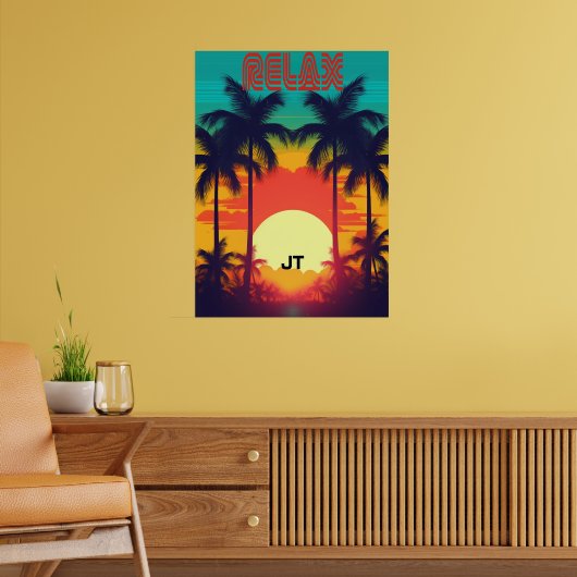 Retro Sunset Tropical 80er Style Poster (Wohnzimmer 2)