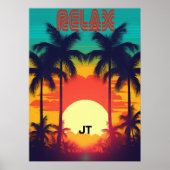 Retro Sunset Tropical 80er Style Poster (Vorne)