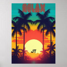 Retro Sunset Tropical 80er Style Poster