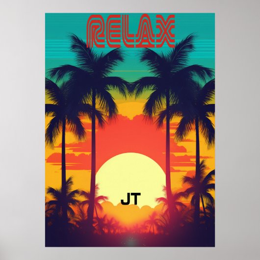Retro Sunset Tropical 80er Style Poster (Vorne)