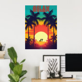 Retro Sunset Tropical 80er Style Poster (Heimbüro)