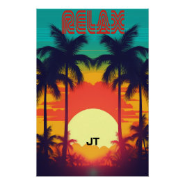 Retro Sunset Tropical 80er Style Poster