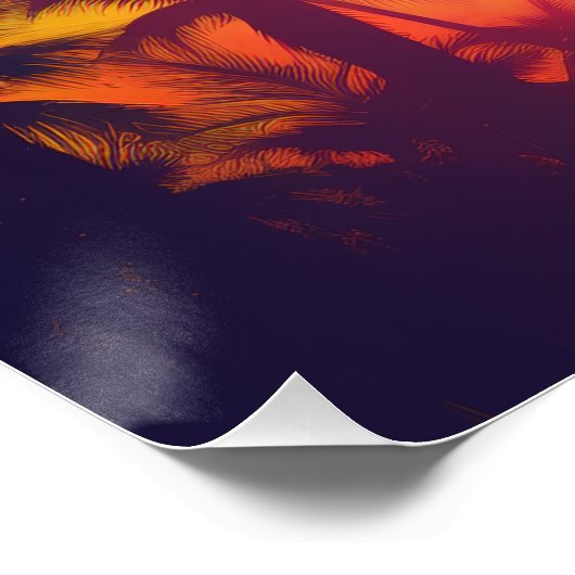 Retro Sunset Tropical 80er Style Poster (Ecke)