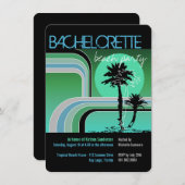 Retro Sunset Tropical Palm Tree Junggeselinnen-Abs Einladung (Vorne/Hinten)