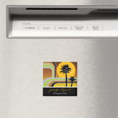 Retro Sunset Tropical Palm Trees Save the Date Magnet (In Situ (Geschirrspüler))