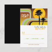 Retro Sunset Tropical Palm Trees Wedding RSVP Card Karte (Vorne/Hinten)